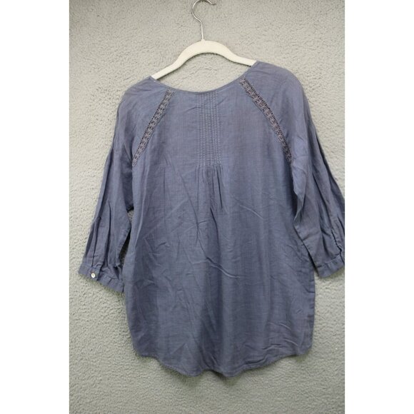 J.Jill 3/4 Sleeve Tunic-Linen Blend-Crochet-Size Small-Minimalist-Lagenlook - Picture 8 of 11